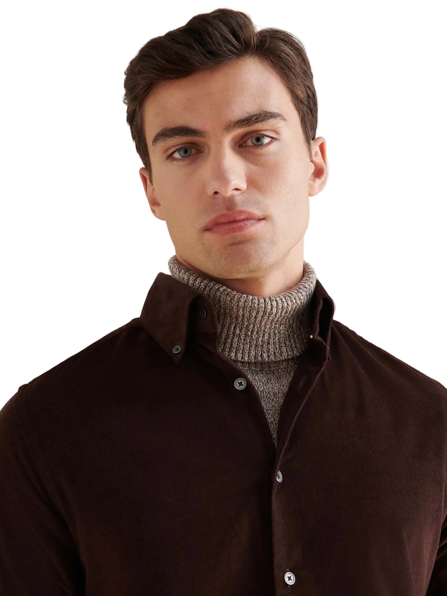 Micro Cord Button-Down Shirt in Java