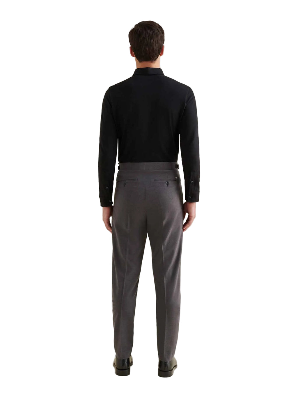 Slub Jersey Long Sleeve Polo Shirt in Black