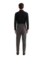 Slub Jersey Long Sleeve Polo Shirt in Black