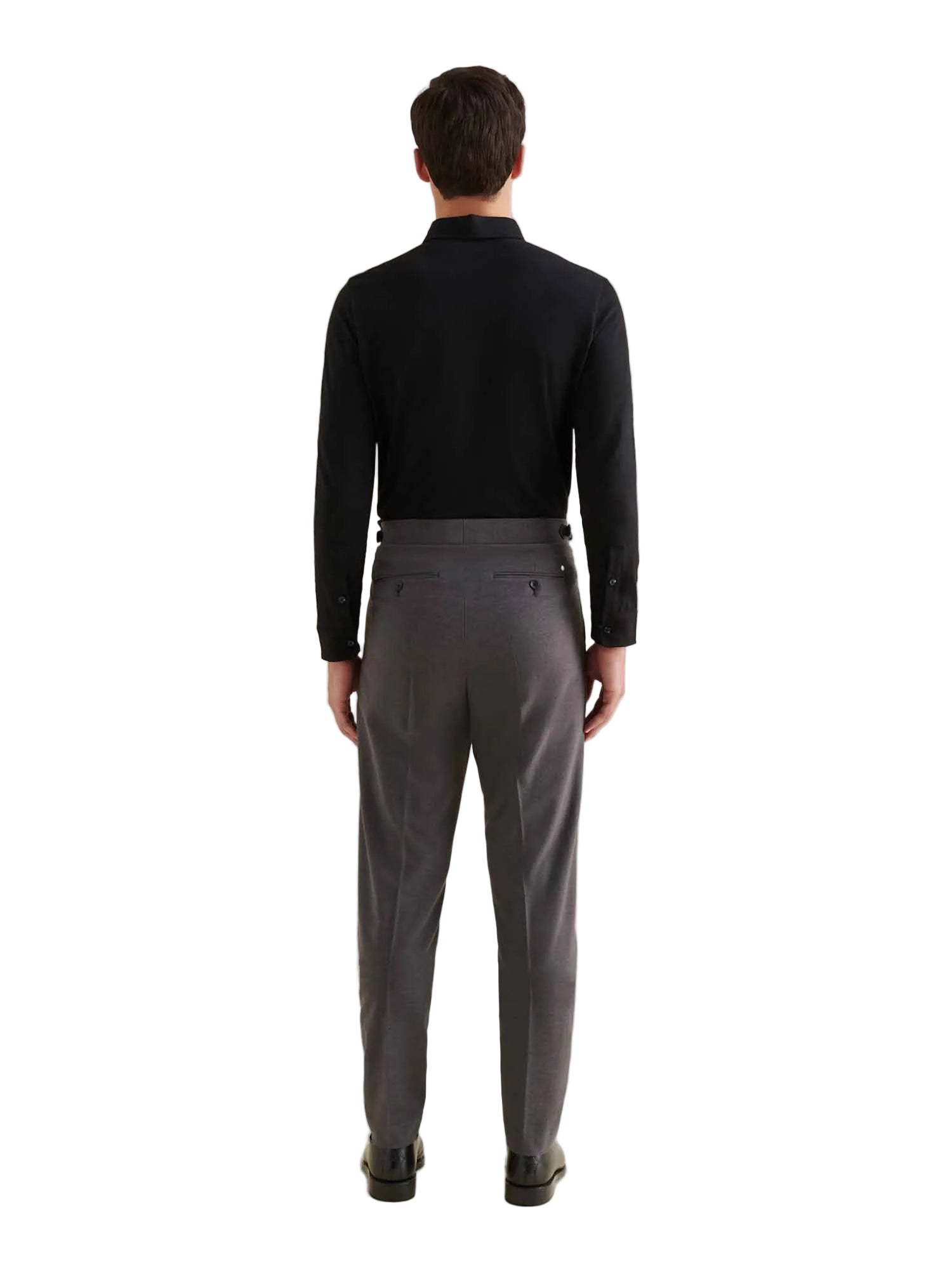 Slub Jersey Long Sleeve Polo Shirt in Black