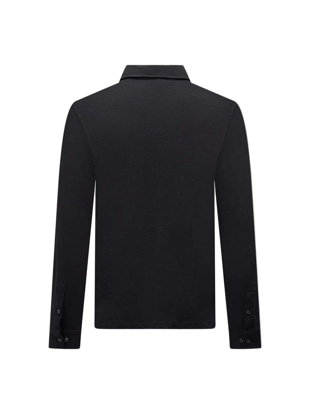 Slub Jersey Long Sleeve Polo Shirt in Black