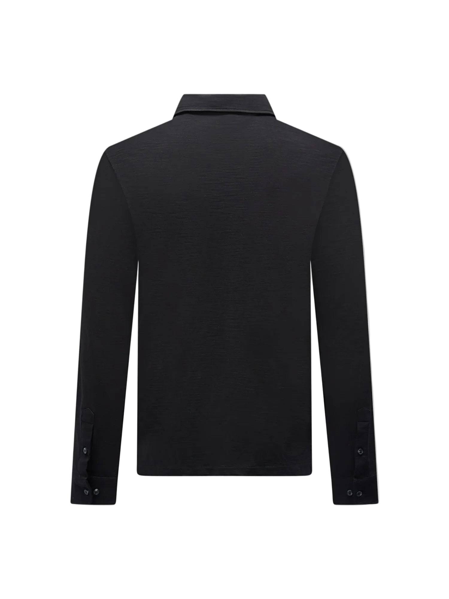 Slub Jersey Long Sleeve Polo Shirt in Black