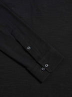 Slub Jersey Long Sleeve Polo Shirt in Black