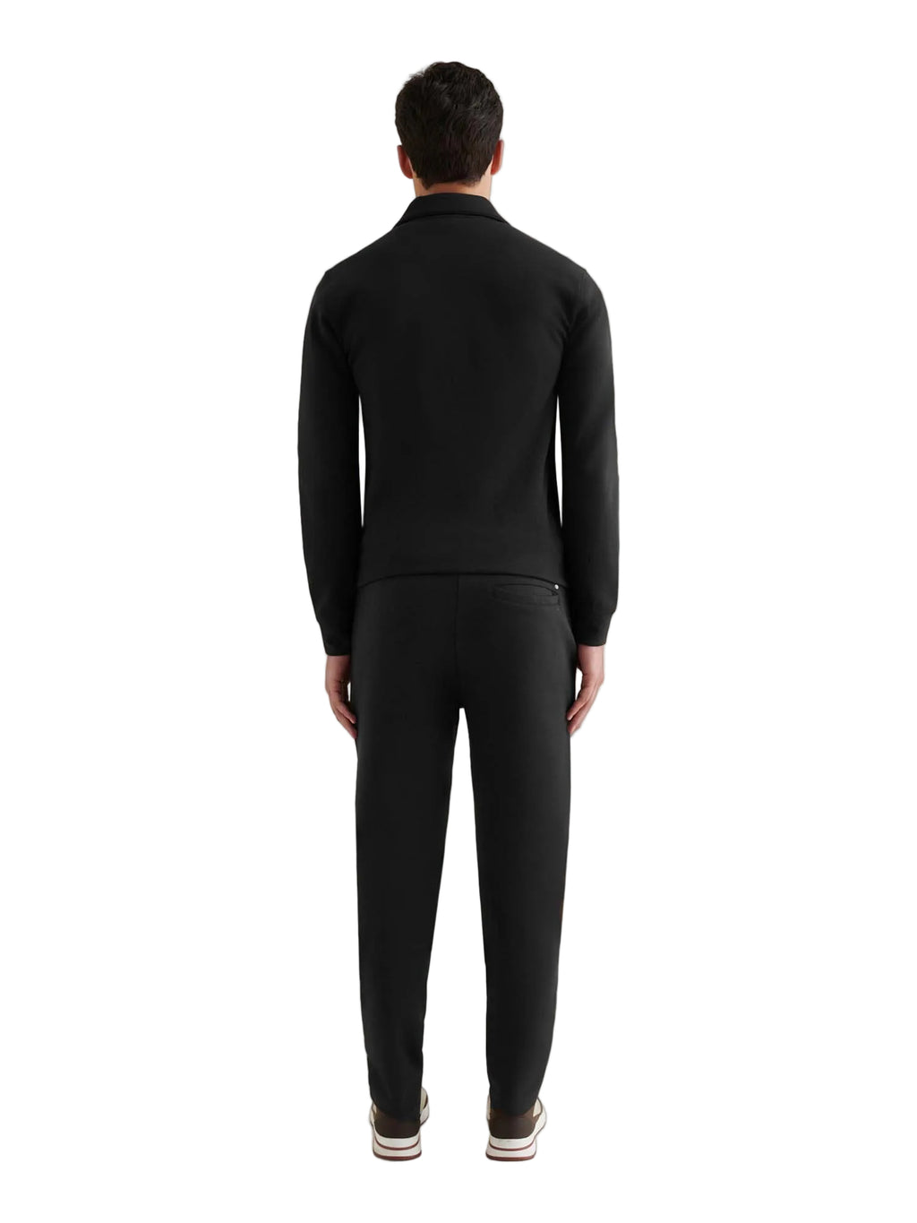 Jersey Interlock Zip Funnel Sweat in Black
