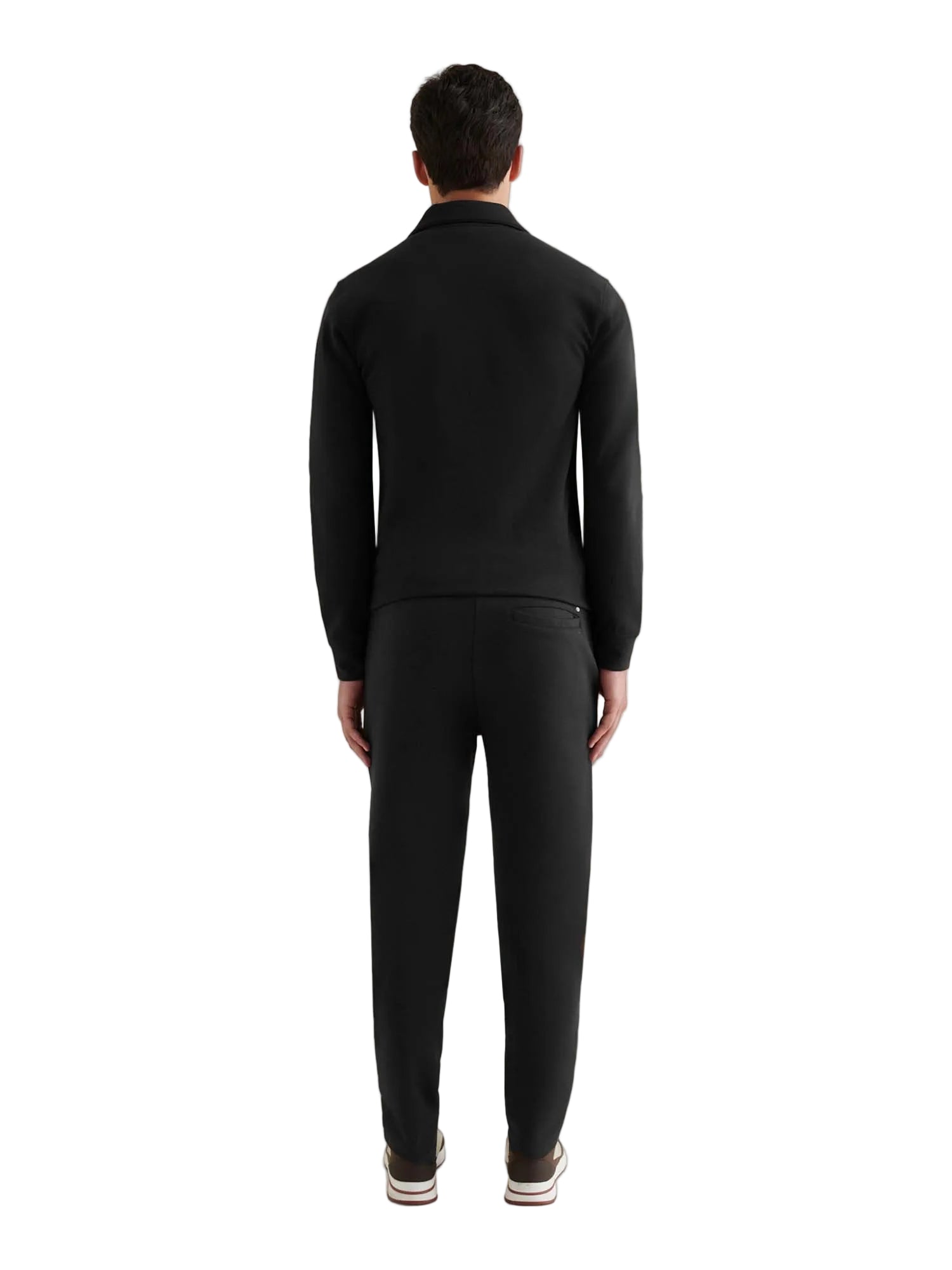 Jersey Interlock Zip Funnel Sweat in Black