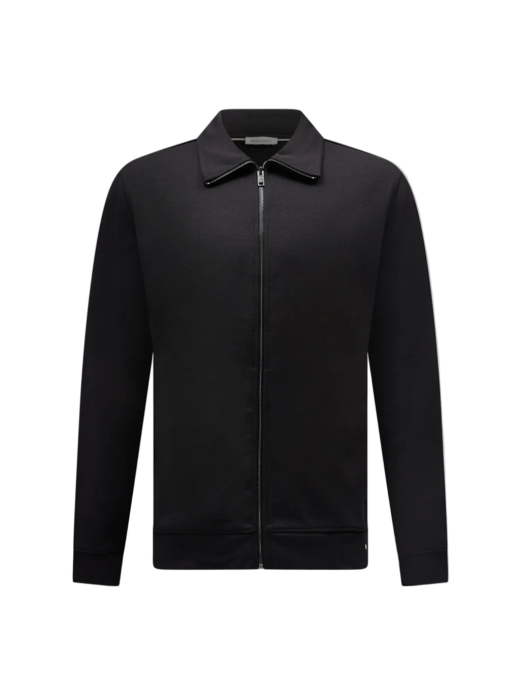 Jersey Interlock Zip Funnel Sweat in Black