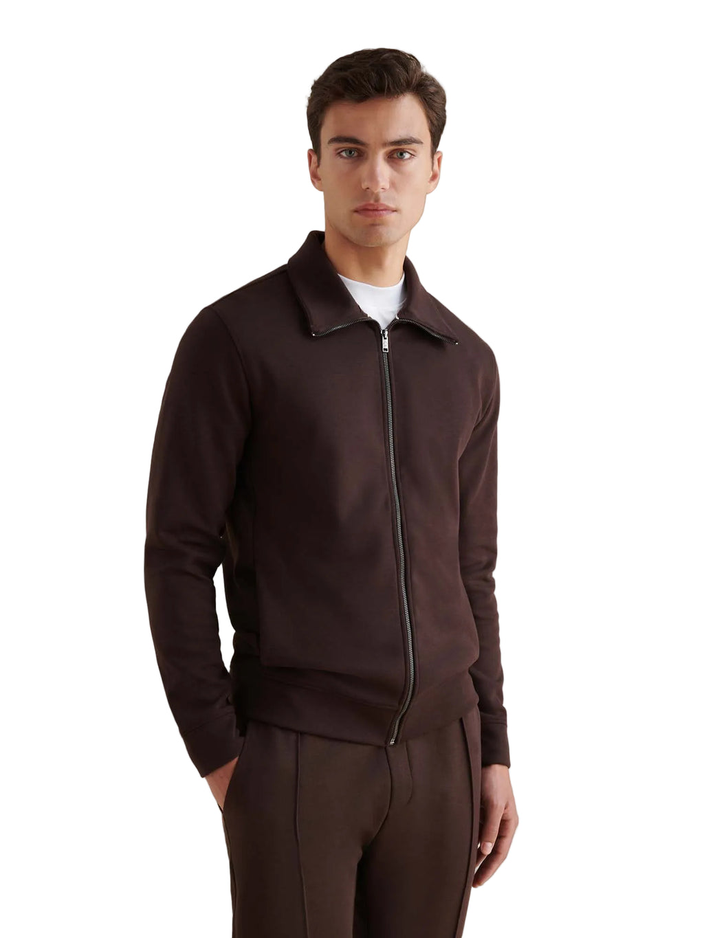 Jersey Interlock Zip Funnel Sweat in Java