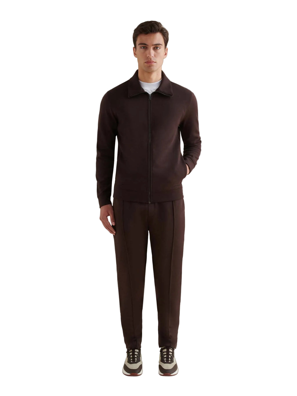 Jersey Interlock Zip Funnel Sweat in Java