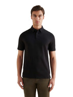 Slub Jersey Polo Shirt in Black
