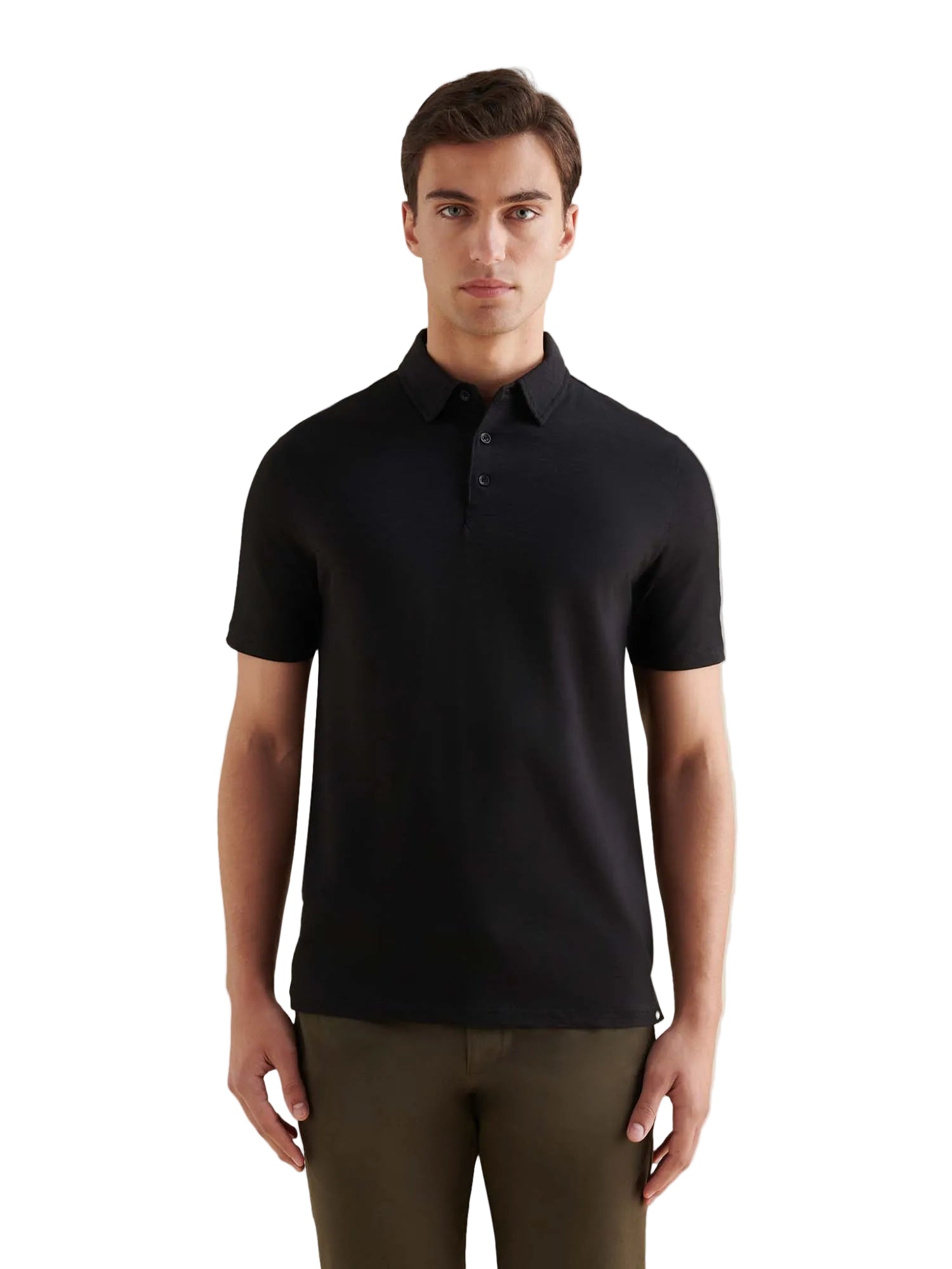 Slub Jersey Polo Shirt in Black