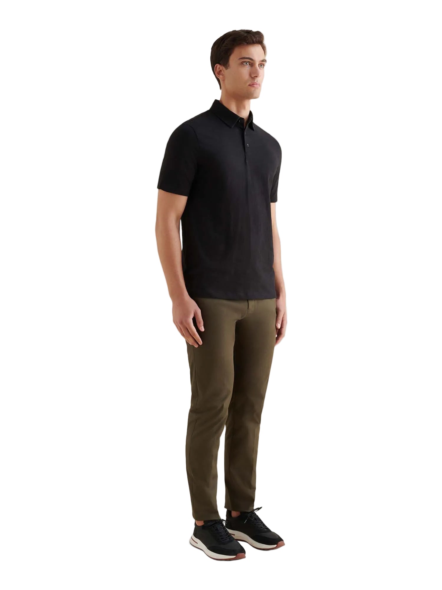 Slub Jersey Polo Shirt in Black