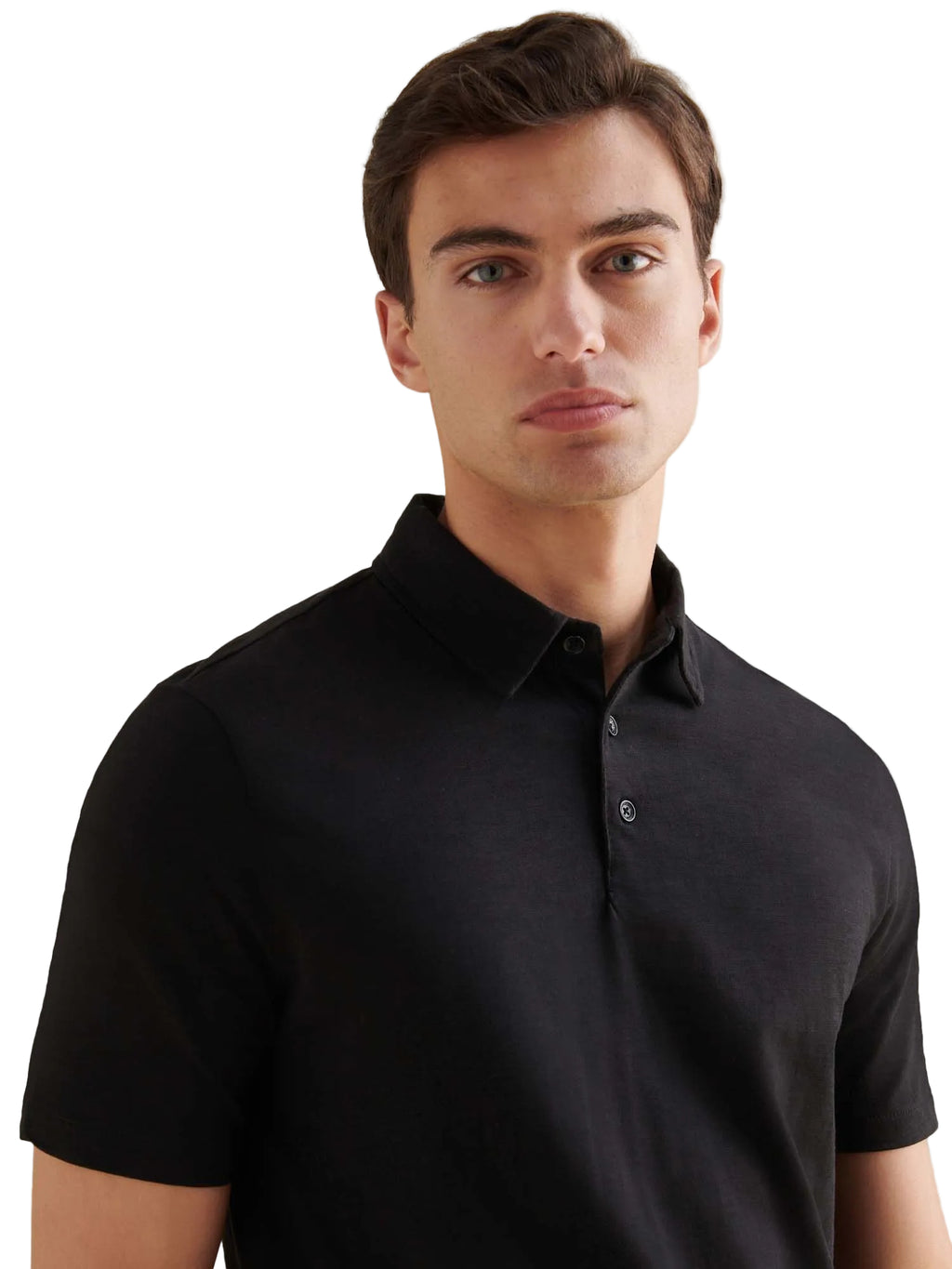 Slub Jersey Polo Shirt in Black