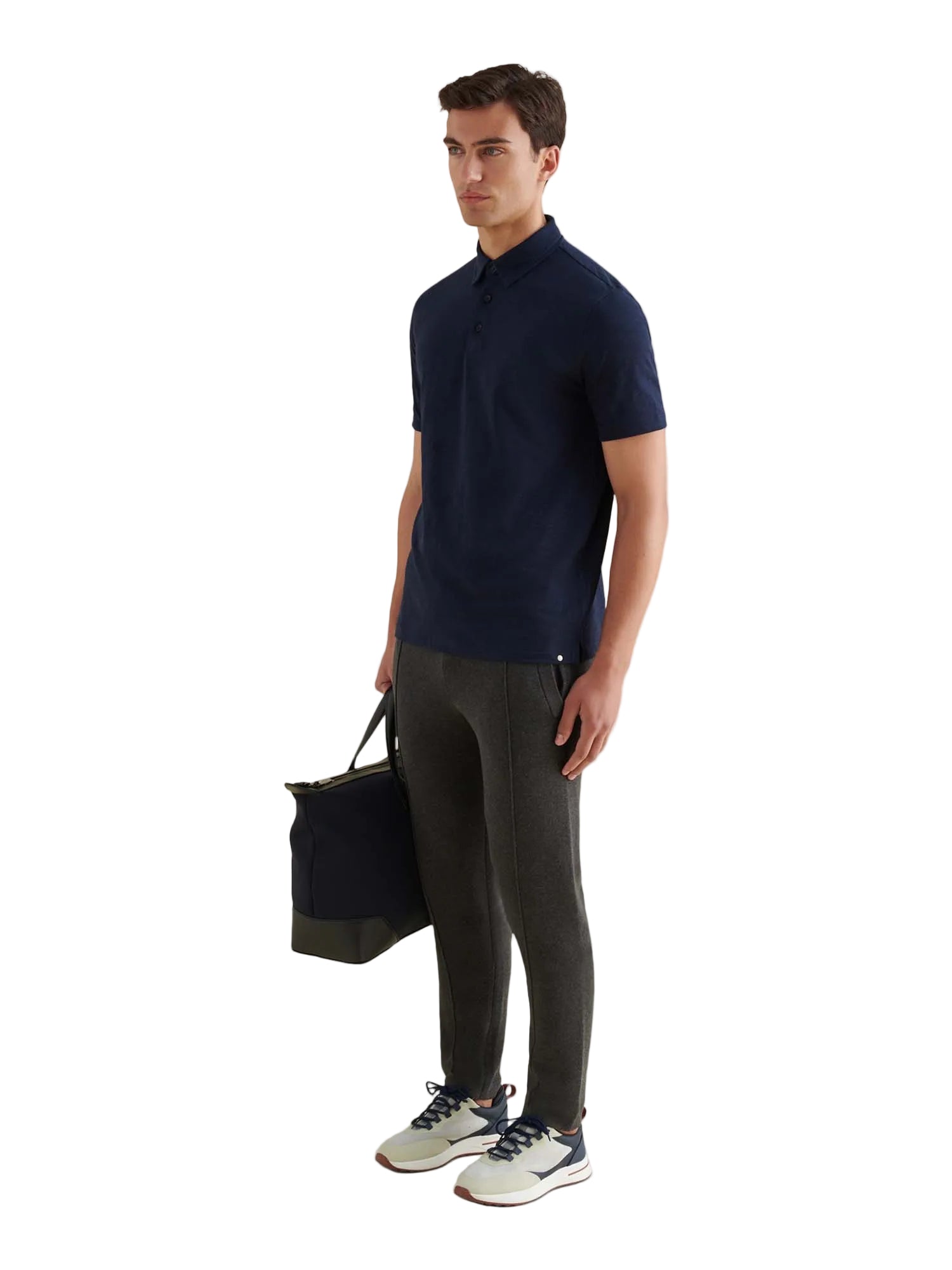 Slub Jersey Polo Shirt in Dark Sapphire Navy