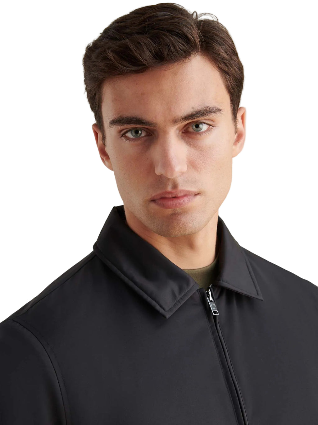 Light Padded Collar Bomber Jacket in Black