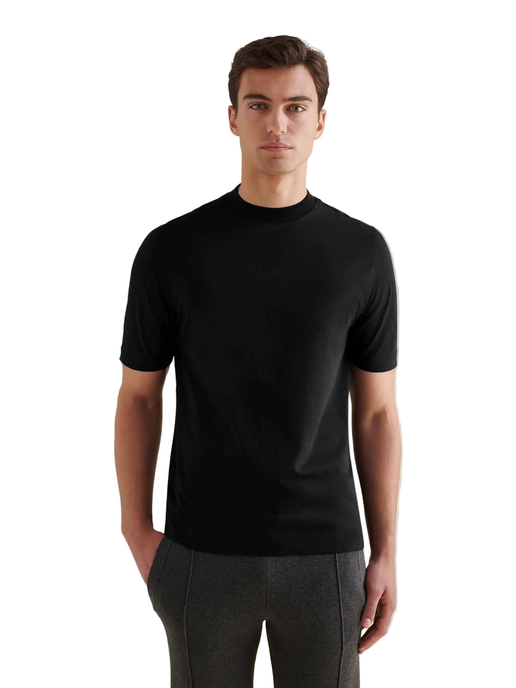 Mercerised Cotton T-Shirt Black
