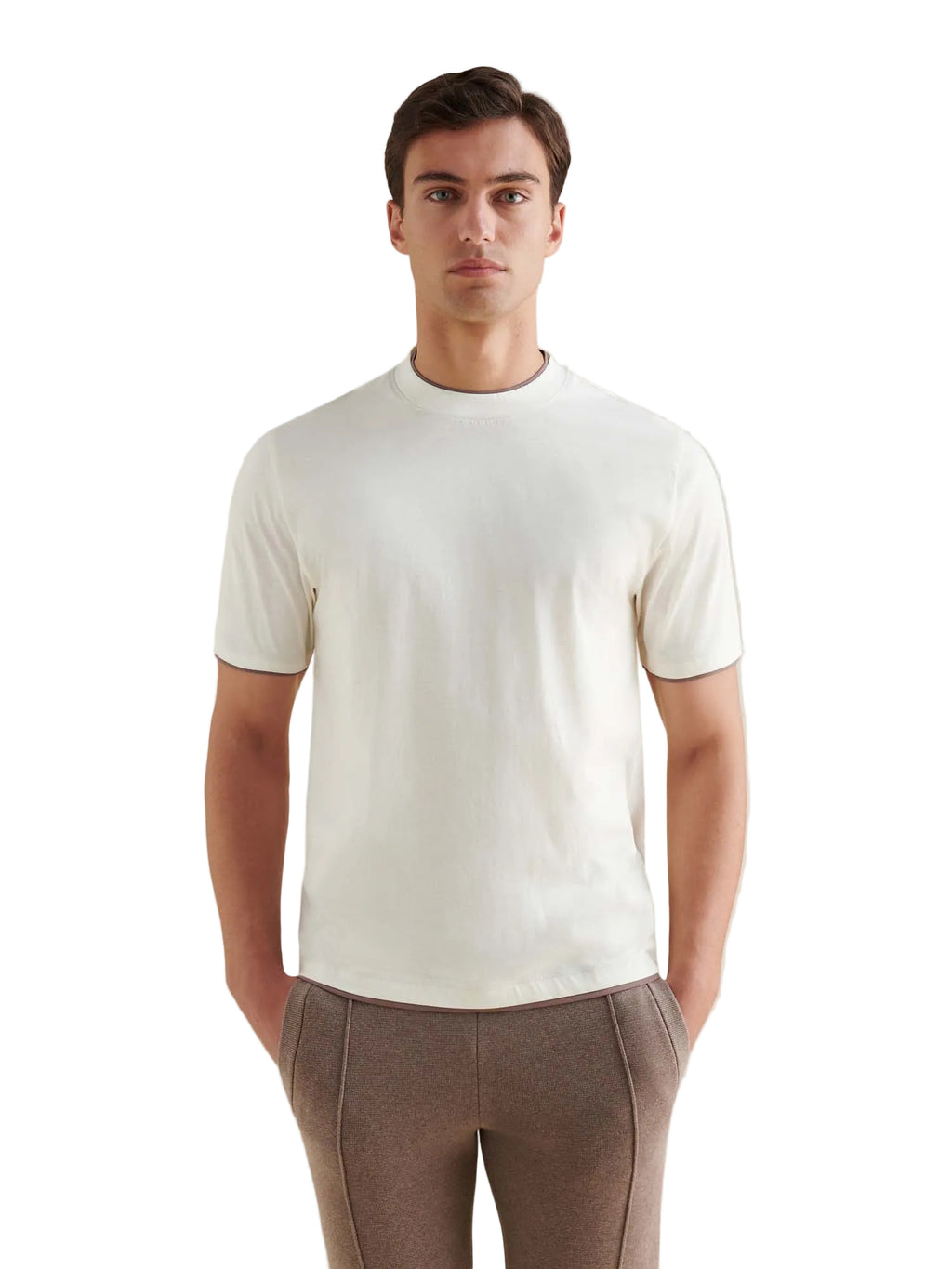 Double Layer Mercerised Cotton T-Shirt Egret