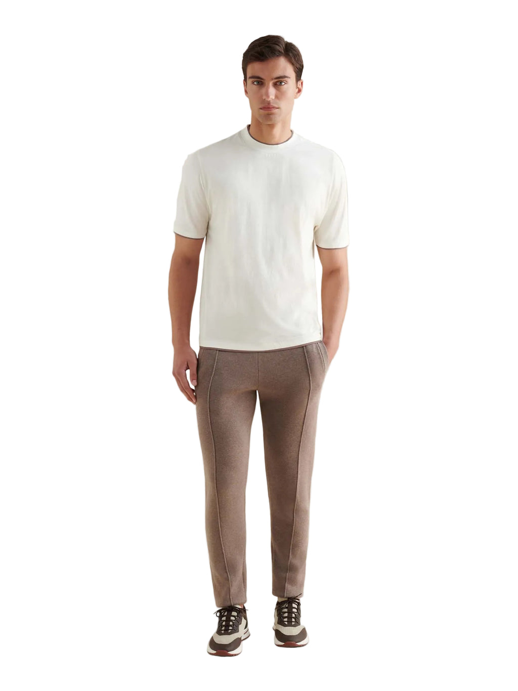Double Layer Mercerised Cotton T-Shirt Egret