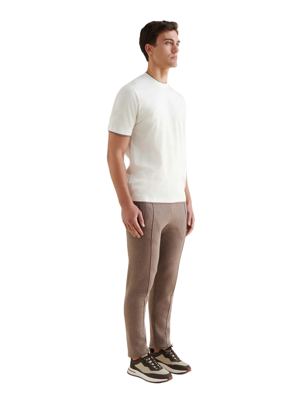 Double Layer Mercerised Cotton T-Shirt Egret