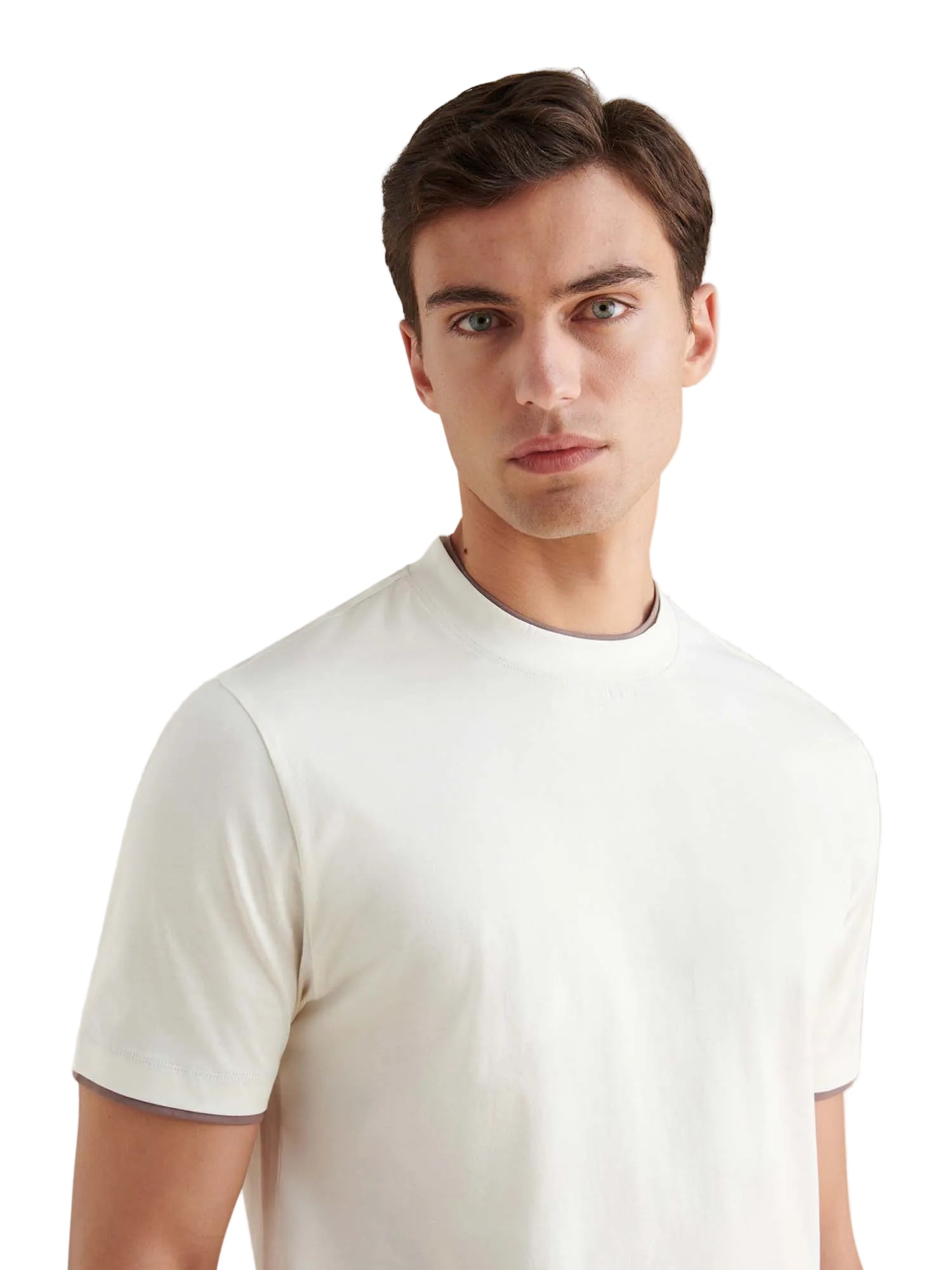 Double Layer Mercerised Cotton T-Shirt Egret