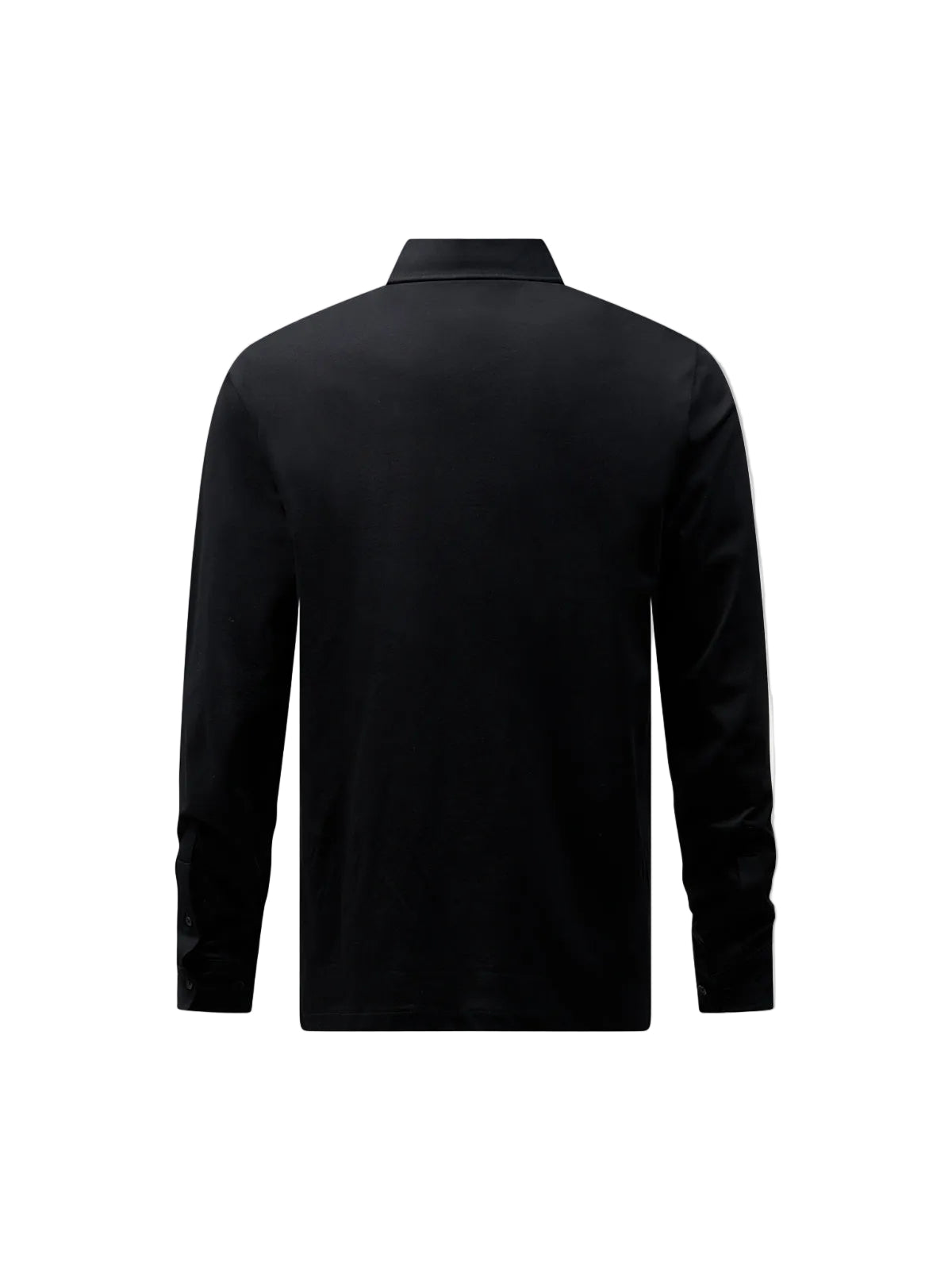 Mercerised Cotton Long Sleeve Polo Shirt Black