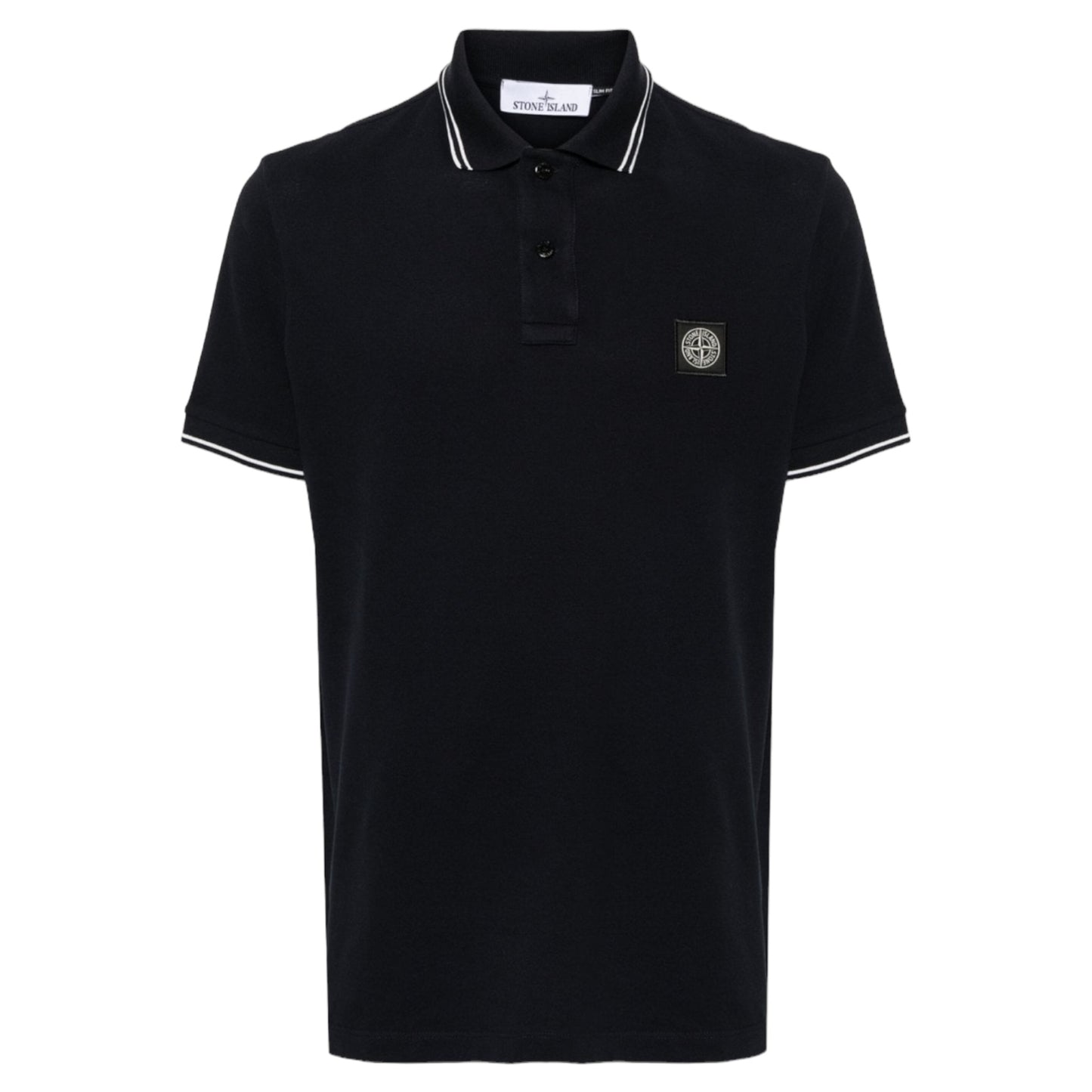 STONE ISLAND Contrast Trim Pique Polo Navy