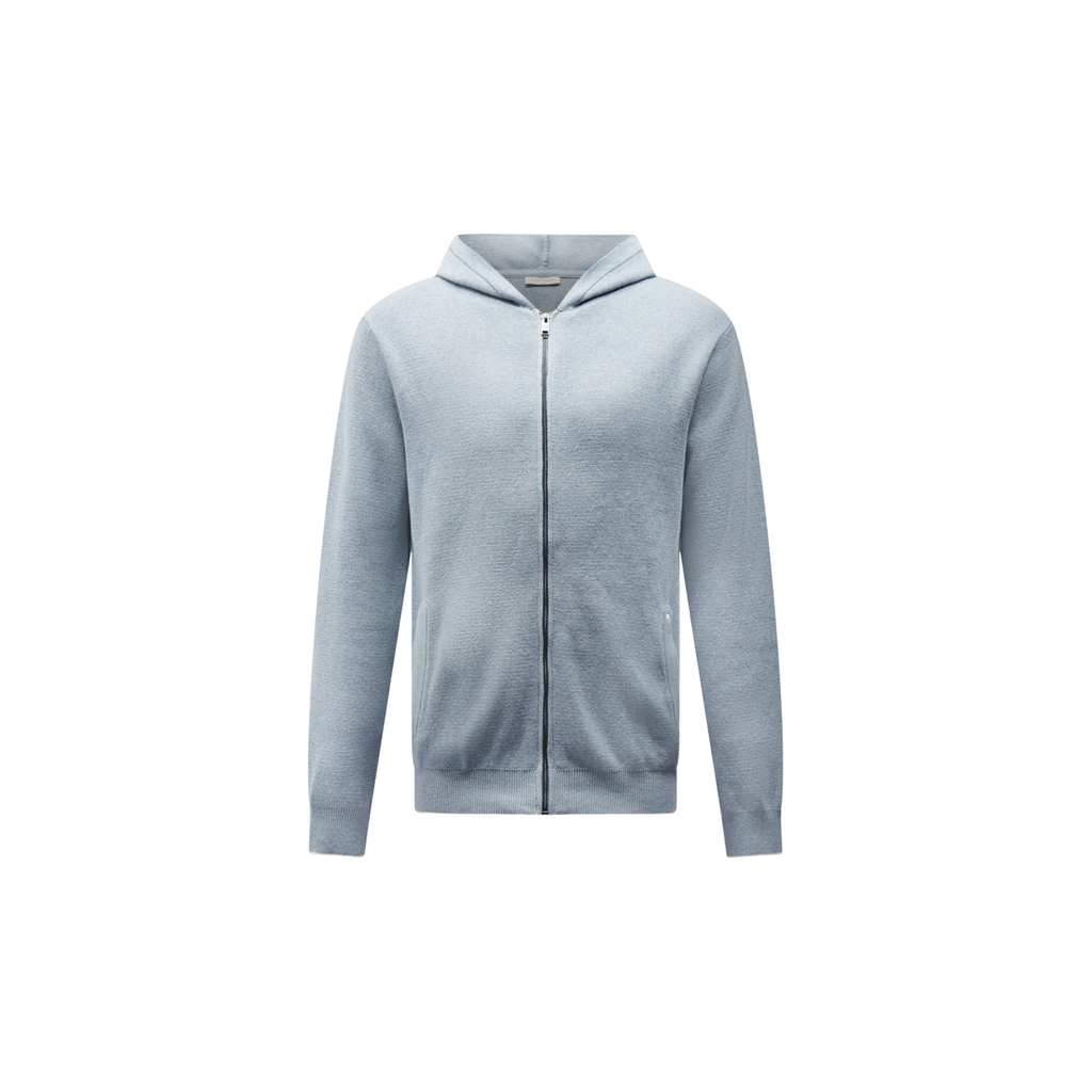 Milano Knit Zip Hoodie in Blue Blizzard