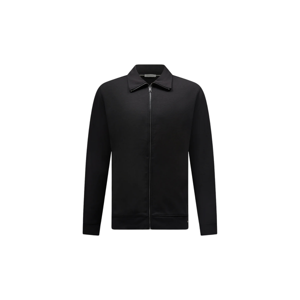 Peckham Rye Jersey Interlock Zip Funnel Sweat Black