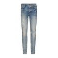 Amiri Distressed Logo Jeans Blue