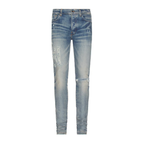 Amiri Distressed Logo Jeans Blue