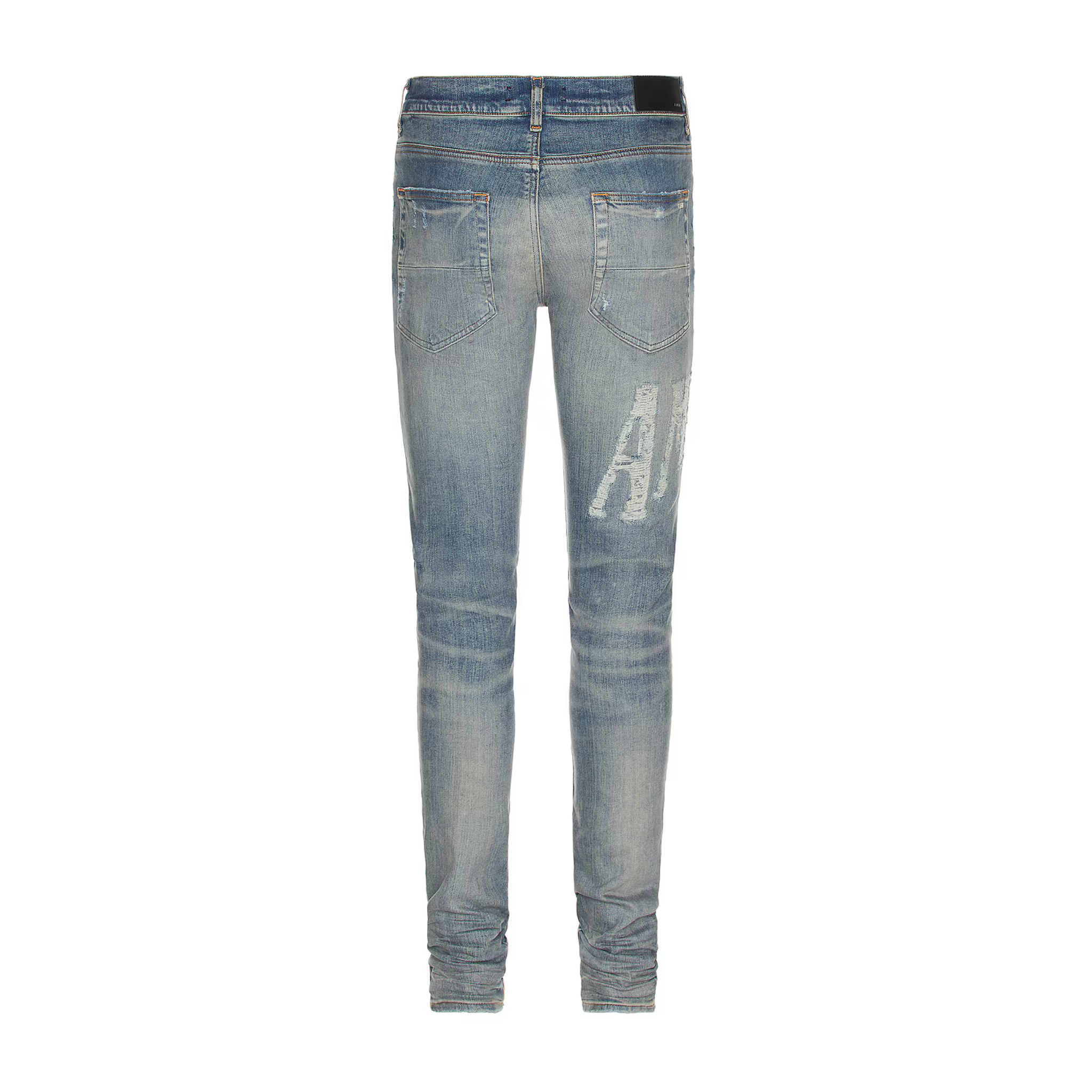 Amiri Distressed Logo Jeans Blue