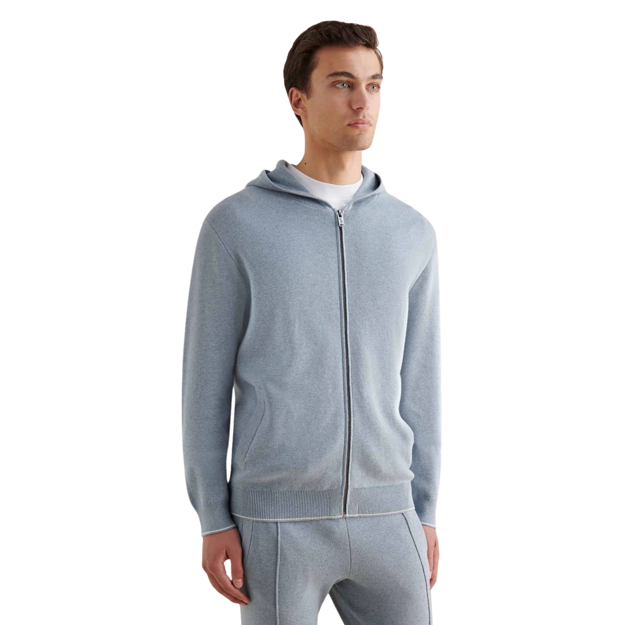 Peckham Rye Milano Knit Hoodie Blue Blizzard