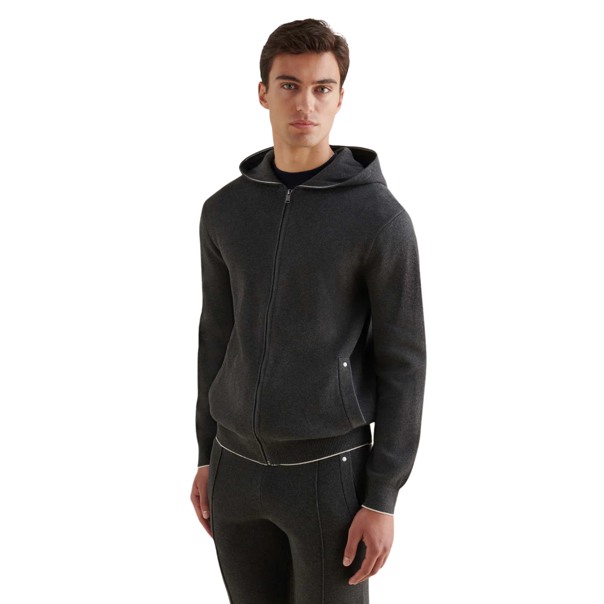 Peckham Rye Milano Knit Hoodie Charcoal