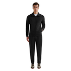 Jersey Interlock Zip Funnel Sweat in Black