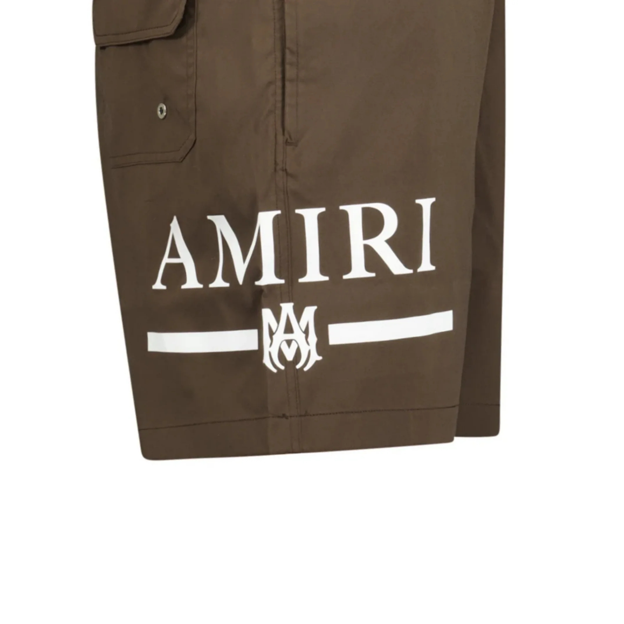 AMIRI MA BAR LOGO SWIM SHORTS BROWN