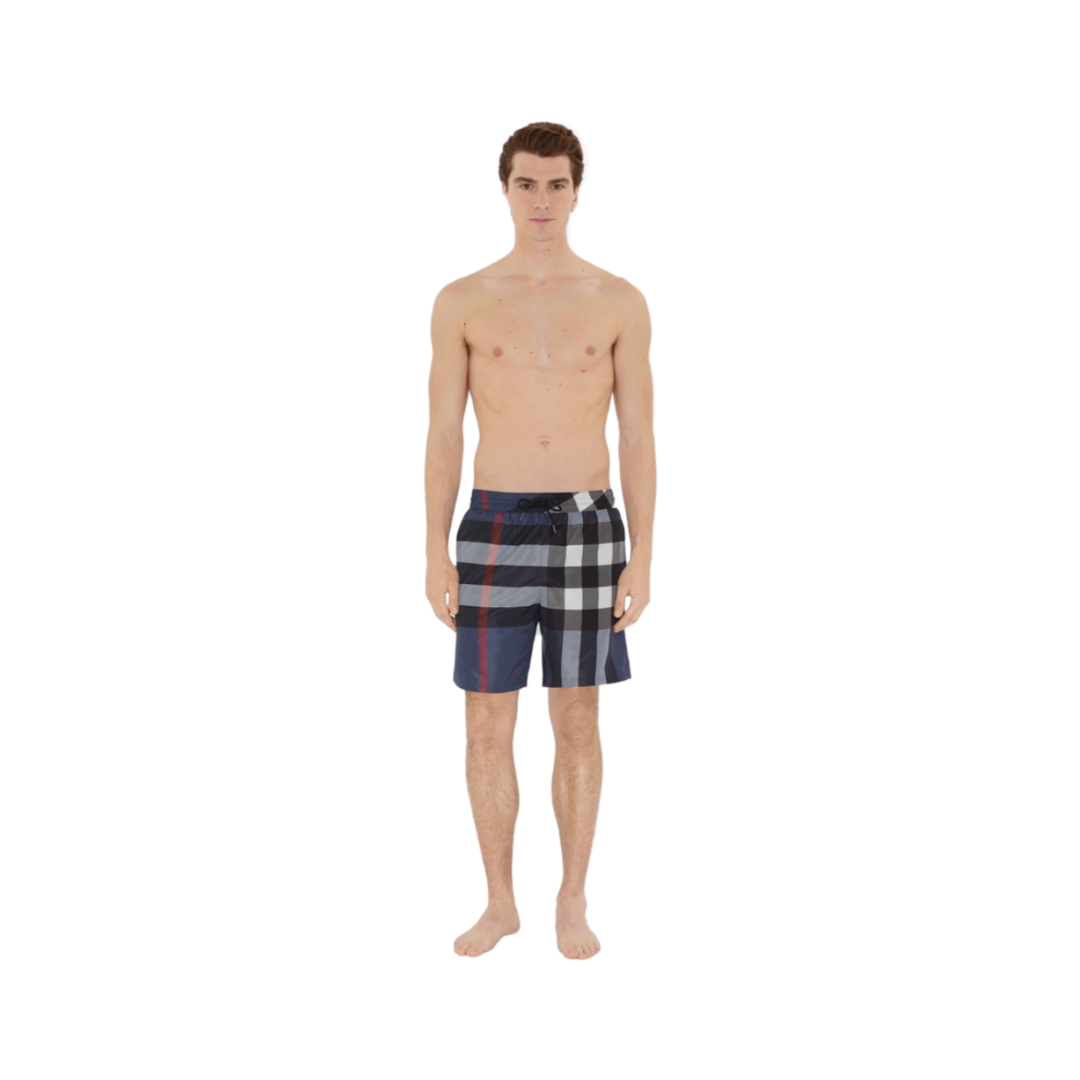 Burberry Check Swim Shorts Archive Navy