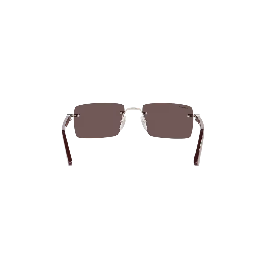 Cartier CT0579S – Signature C Rimless Sunglasses, Silver Frame with Black Lenses