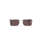 Cartier CT0579S – Signature C Rimless Sunglasses, Silver Frame with Black Lenses