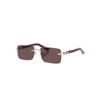 Cartier CT0579S – Signature C Rimless Sunglasses, Silver Frame with Black Lenses