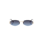 Cartier CT0467S – Décor C Rimless Sunglasses, Gold Frame with Blue Gradient Lenses