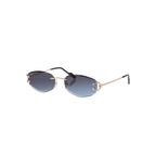 Cartier CT0467S – Décor C Rimless Sunglasses, Gold Frame with Blue Gradient Lenses