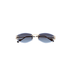 Cartier CT0467S – Décor C Rimless Sunglasses, Gold Frame with Blue Gradient Lenses