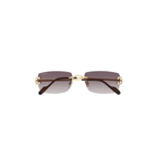 Cartier CT0550S – Décor C Rimless Sunglasses, Gold Frame with Grey Gradient Lenses