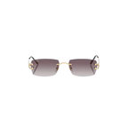 Cartier CT0550S – Décor C Rimless Sunglasses, Gold Frame with Grey Gradient Lenses