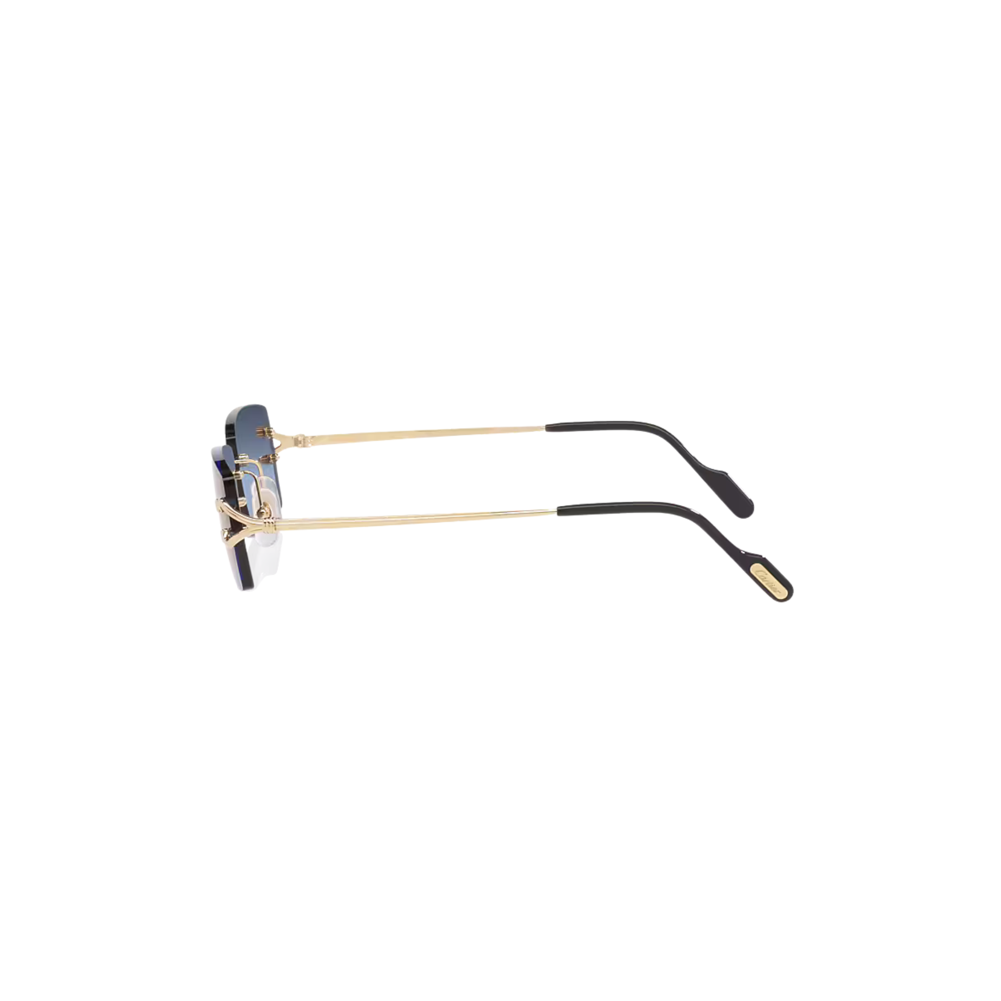 Cartier CT0550S – Décor C Rimless Sunglasses, Gold Frame with Blue Gradient Lenses