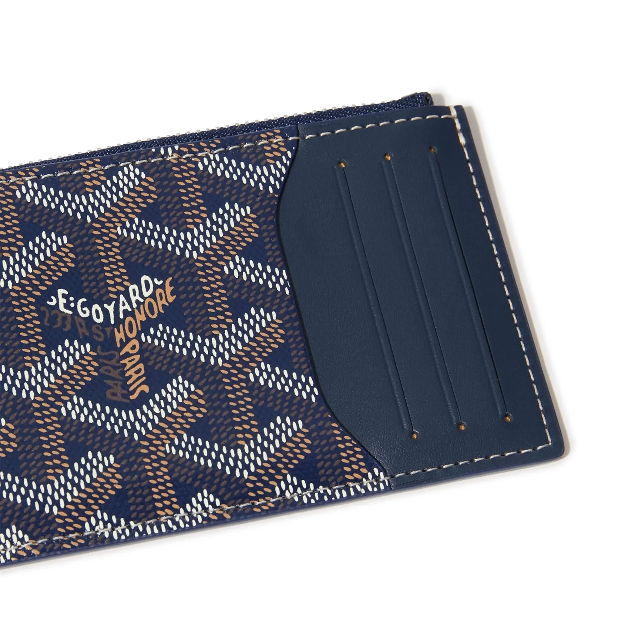 Detail view of Goyard Bourbon Zipped Navy Blue Card Holder BOURBOPMLTY12CL12P