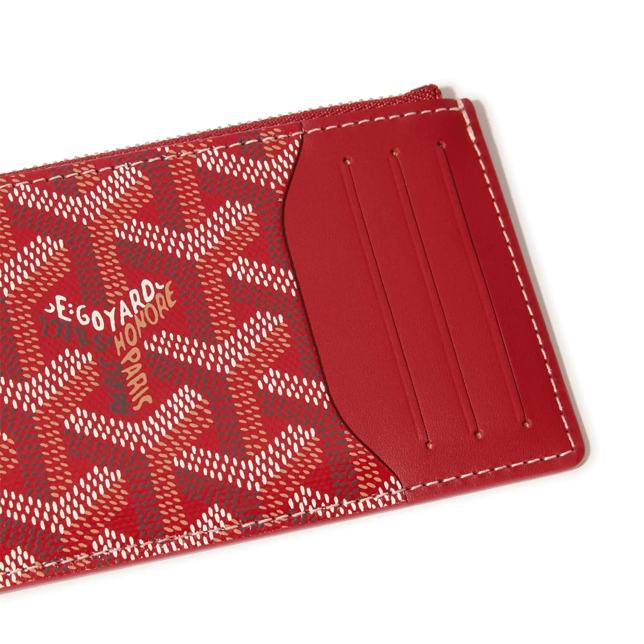 Detail view of Goyard Bourbon Zipped Red Card Holder BOURBOPMLTY01CL03P
