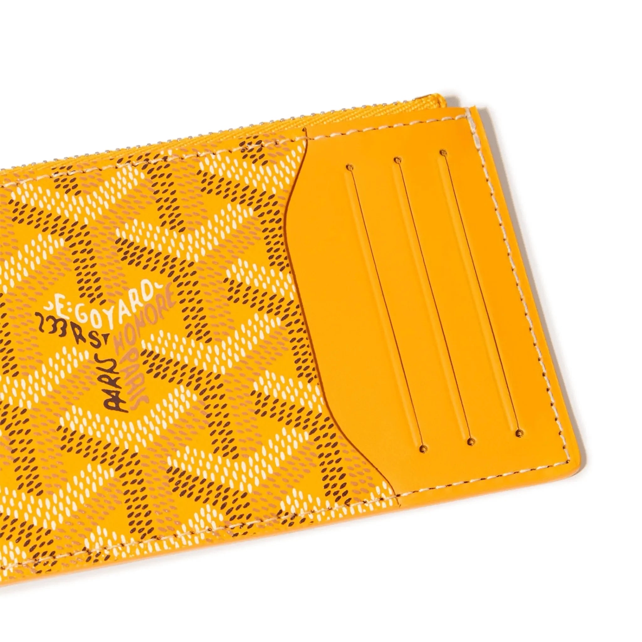 Detail view of Goyard Bourbon Zipped Yellow Card Holder BOURBOPMLTY01CL03P