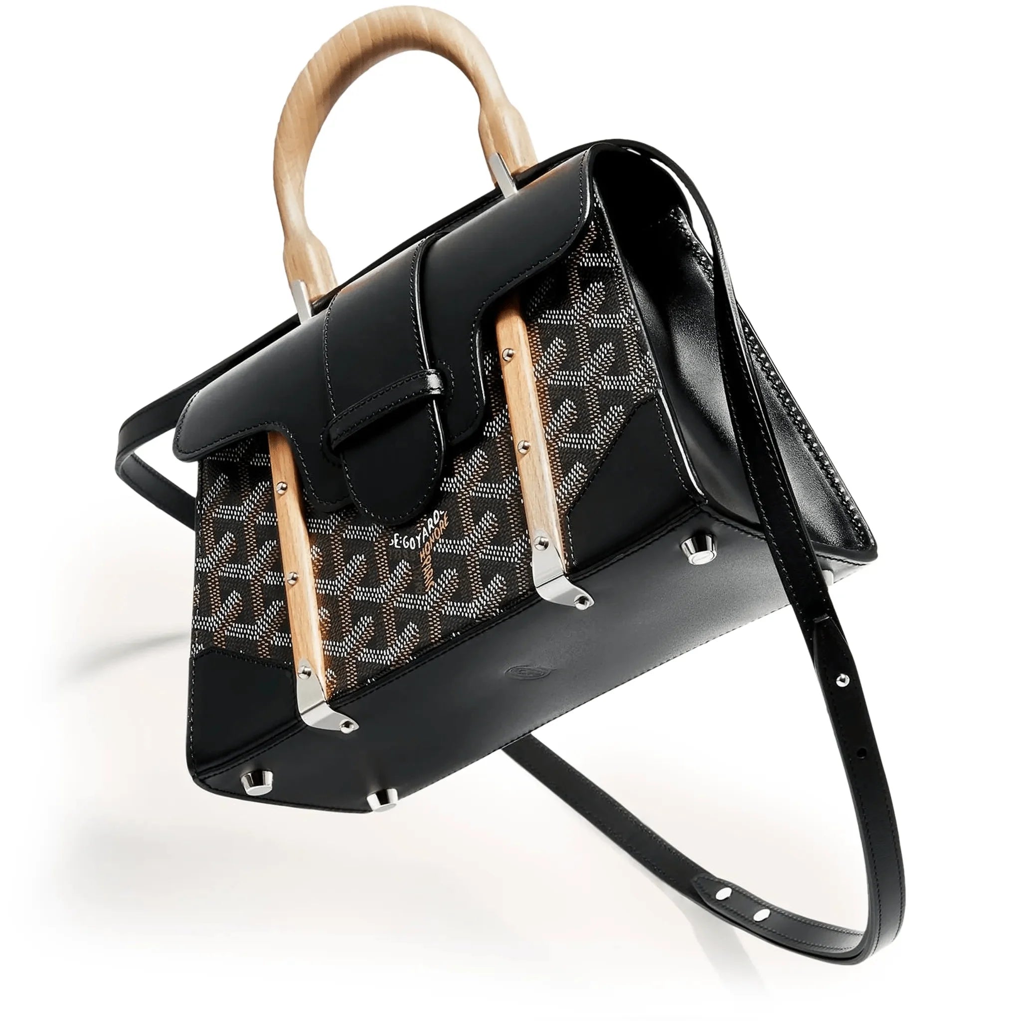 View of Goyard Saigon Structure Mini Bag Black SAIGOBMINTY01CL01P