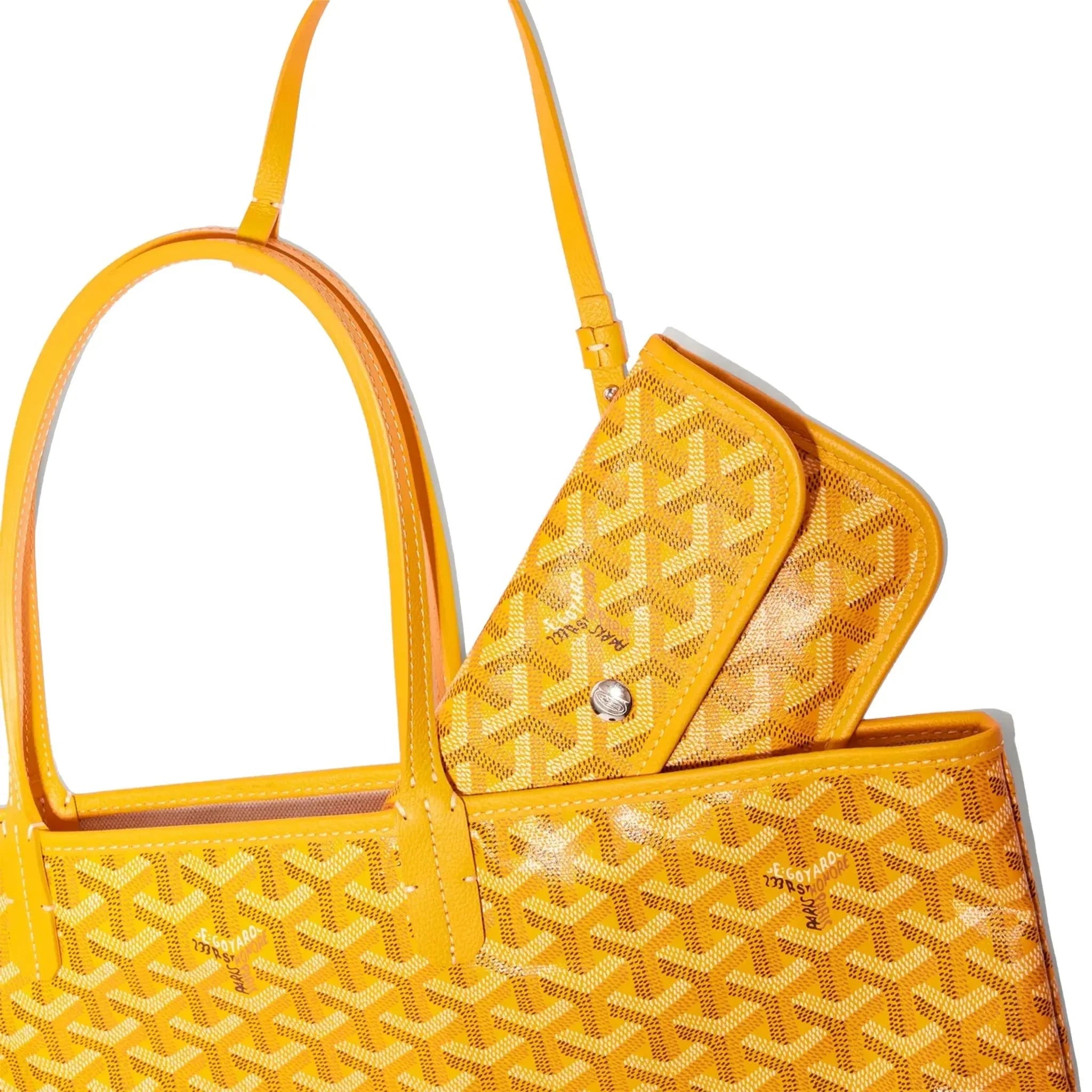 Detail view of Goyard Saint Louis PM Tote Bag Yellow STLOUIPMLTY08CL08P