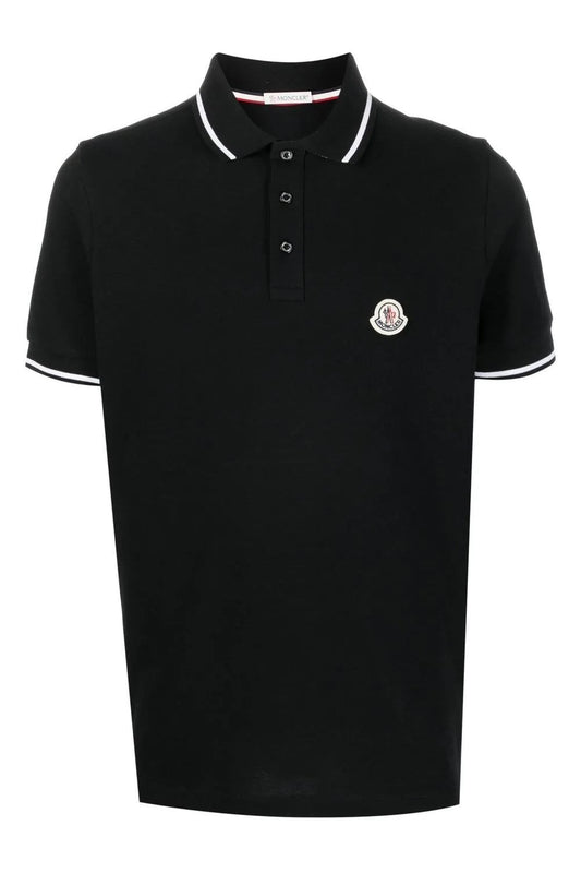 MONCLER Contrast Collar Polo Shirt Black